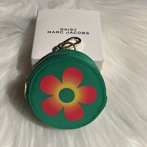 Marc Jacobs Green Coin Purse with Red and Yellow Flower